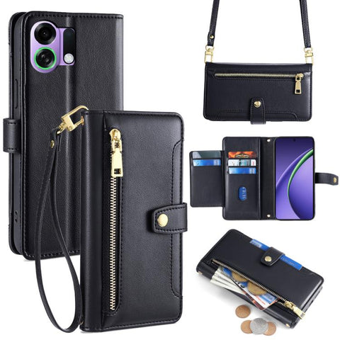 Sheep Texture Cross-body Zipper Wallet Leather Phone Case, For OPPO Find X9 Pro 5G, For OPPO K13 Turbo Pro 5G, For OPPO Reno14 F 5G, For OPPO A5x 5G Global, For OPPO A5 5G 2025 Global, For OPPO Reno14 Pro 5G, For OPPO Reno14 5G, For OPPO Find X8s+ 5G