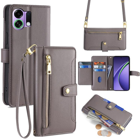 Sheep Texture Cross-body Zipper Wallet Leather Phone Case, For OPPO Find X9 Pro 5G, For OPPO K13 Turbo Pro 5G, For OPPO Reno14 F 5G, For OPPO A5x 5G Global, For OPPO A5 5G 2025 Global, For OPPO Reno14 Pro 5G, For OPPO Reno14 5G, For OPPO Find X8s+ 5G