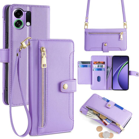 Sheep Texture Cross-body Zipper Wallet Leather Phone Case, For OPPO Find X9 Pro 5G, For OPPO K13 Turbo Pro 5G, For OPPO Reno14 F 5G, For OPPO A5x 5G Global, For OPPO A5 5G 2025 Global, For OPPO Reno14 Pro 5G, For OPPO Reno14 5G, For OPPO Find X8s+ 5G