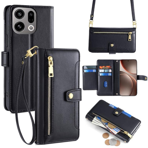 Sheep Texture Cross-body Zipper Wallet Leather Phone Case, For OPPO Find X9s Pro 5G, For OPPO Find X9 Ultra 5G, For OPPO A6s 4G, For OPPO Reno15 F 5G, For OPPO A6x 4G Global, For OPPO Reno15 5G Global, For OPPO Find X9 5G, For OPPO F31 5G