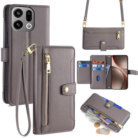Sheep Texture Cross-body Zipper Wallet Leather Phone Case, For OPPO Find X9s Pro 5G, For OPPO Find X9 Ultra 5G, For OPPO A6s 4G, For OPPO Reno15 F 5G, For OPPO A6x 4G Global, For OPPO Reno15 5G Global, For OPPO Find X9 5G, For OPPO F31 5G