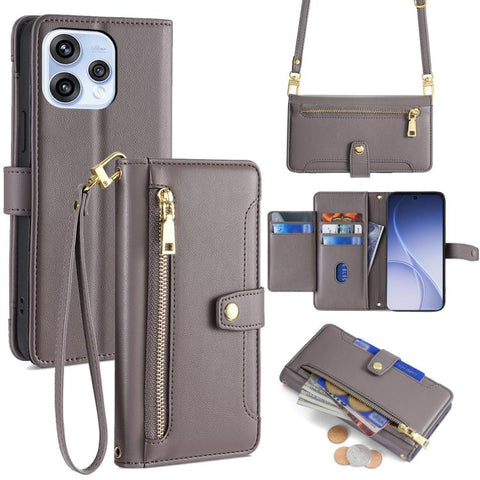 Sheep Texture Cross-body Zipper Wallet Leather Phone Case, For OPPO Find X9s Pro 5G, For OPPO Find X9 Ultra 5G, For OPPO A6s 4G, For OPPO Reno15 F 5G, For OPPO A6x 4G Global, For OPPO Reno15 5G Global, For OPPO Find X9 5G, For OPPO F31 5G