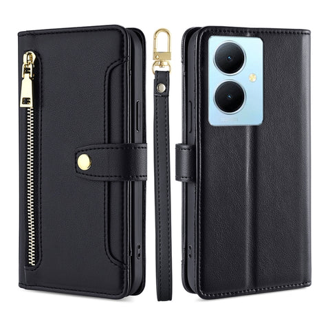Sheep Texture Cross-body Zipper Wallet Leather Phone Case, For vivo Y03 4G, For vivo Y100 5G IDN, For vivo V29e 5G, For vivo Y78 Plus 5G