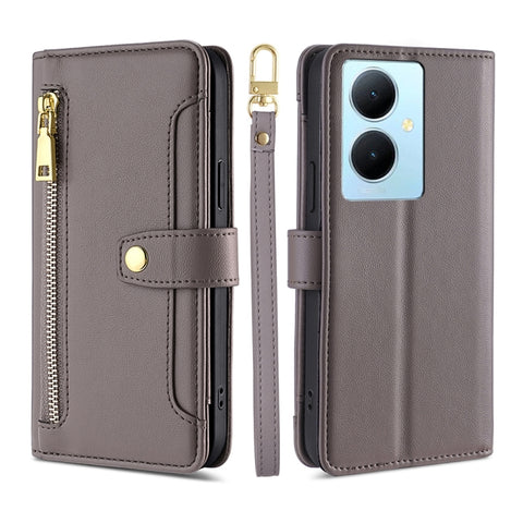 Sheep Texture Cross-body Zipper Wallet Leather Phone Case, For vivo Y03 4G, For vivo Y100 5G IDN, For vivo V29e 5G, For vivo Y78 Plus 5G