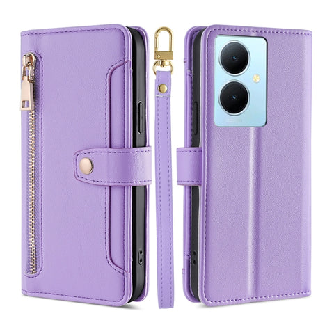 Sheep Texture Cross-body Zipper Wallet Leather Phone Case, For vivo Y03 4G, For vivo Y100 5G IDN, For vivo V29e 5G, For vivo Y78 Plus 5G