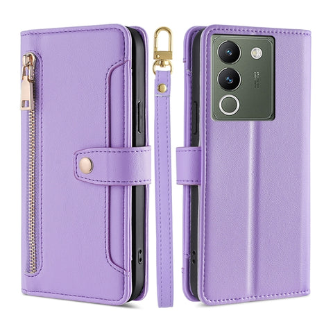 Sheep Texture Cross-body Zipper Wallet Leather Phone Case, For vivo Y03 4G, For vivo Y100 5G IDN, For vivo V29e 5G, For vivo Y78 Plus 5G