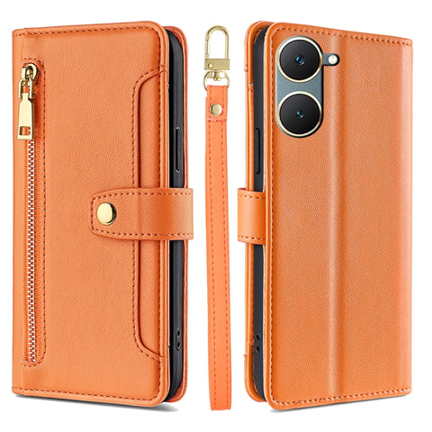 Sheep Texture Cross-body Zipper Wallet Leather Phone Case, For vivo Y03 4G, For vivo Y100 5G IDN, For vivo V29e 5G, For vivo Y78 Plus 5G