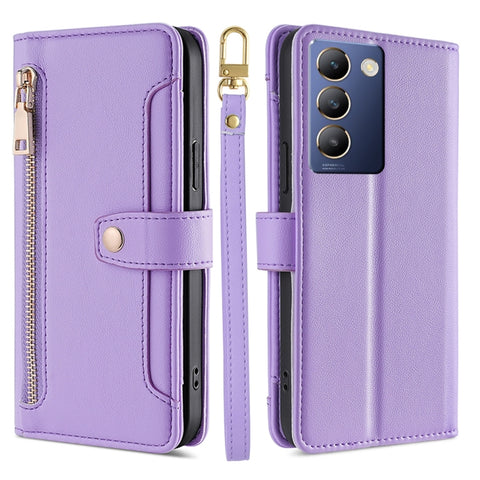 Sheep Texture Cross-body Zipper Wallet Leather Phone Case, For vivo Y03 4G, For vivo Y100 5G IDN, For vivo V29e 5G, For vivo Y78 Plus 5G