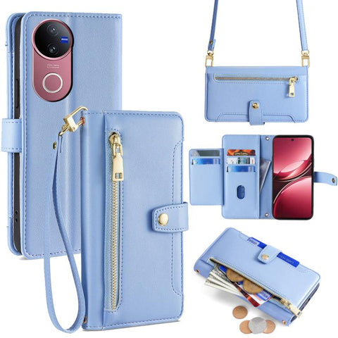 Sheep Texture Cross-body Zipper Wallet Leather Phone Case, For vivo X300 5G, For vivo Y31 5G 2025, For vivo V60 Lite 5G Global, For vivo V60 5G Global, For vivo iQOO Neo 10 5G Global, For vivo X200s 5G, For vivo V50 5G, For vivo X200 Pro 5G