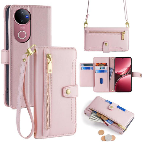 Sheep Texture Cross-body Zipper Wallet Leather Phone Case, For vivo X300 5G, For vivo Y31 5G 2025, For vivo V60 Lite 5G Global, For vivo V60 5G Global, For vivo iQOO Neo 10 5G Global, For vivo X200s 5G, For vivo V50 5G, For vivo X200 Pro 5G