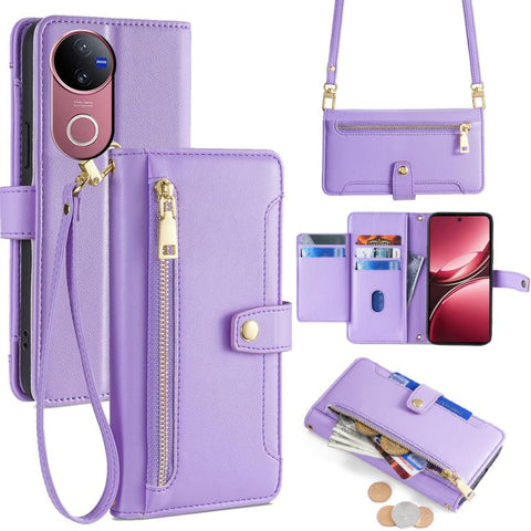 Sheep Texture Cross-body Zipper Wallet Leather Phone Case, For vivo X300 5G, For vivo Y31 5G 2025, For vivo V60 Lite 5G Global, For vivo V60 5G Global, For vivo iQOO Neo 10 5G Global, For vivo X200s 5G, For vivo V50 5G, For vivo X200 Pro 5G