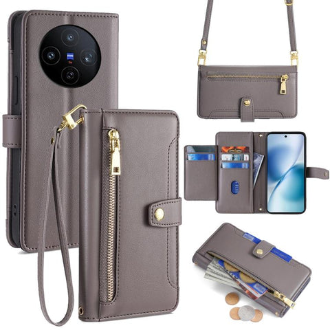 Sheep Texture Cross-body Zipper Wallet Leather Phone Case, For vivo X300 5G, For vivo Y31 5G 2025, For vivo V60 Lite 5G Global, For vivo V60 5G Global, For vivo iQOO Neo 10 5G Global, For vivo X200s 5G, For vivo V50 5G, For vivo X200 Pro 5G