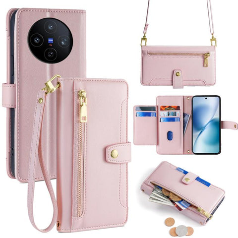 Sheep Texture Cross-body Zipper Wallet Leather Phone Case, For vivo X300 5G, For vivo Y31 5G 2025, For vivo V60 Lite 5G Global, For vivo V60 5G Global, For vivo iQOO Neo 10 5G Global, For vivo X200s 5G, For vivo V50 5G, For vivo X200 Pro 5G