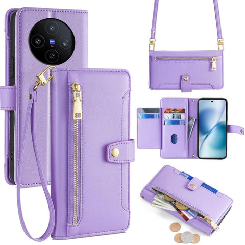 Sheep Texture Cross-body Zipper Wallet Leather Phone Case, For vivo X300 5G, For vivo Y31 5G 2025, For vivo V60 Lite 5G Global, For vivo V60 5G Global, For vivo iQOO Neo 10 5G Global, For vivo X200s 5G, For vivo V50 5G, For vivo X200 Pro 5G