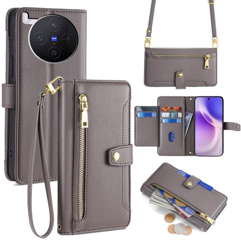 Sheep Texture Cross-body Zipper Wallet Leather Phone Case, For vivo X300 5G, For vivo Y31 5G 2025, For vivo V60 Lite 5G Global, For vivo V60 5G Global, For vivo iQOO Neo 10 5G Global, For vivo X200s 5G, For vivo V50 5G, For vivo X200 Pro 5G