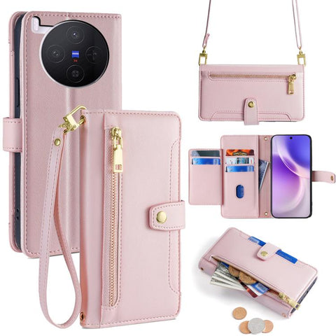 Sheep Texture Cross-body Zipper Wallet Leather Phone Case, For vivo X300 5G, For vivo Y31 5G 2025, For vivo V60 Lite 5G Global, For vivo V60 5G Global, For vivo iQOO Neo 10 5G Global, For vivo X200s 5G, For vivo V50 5G, For vivo X200 Pro 5G