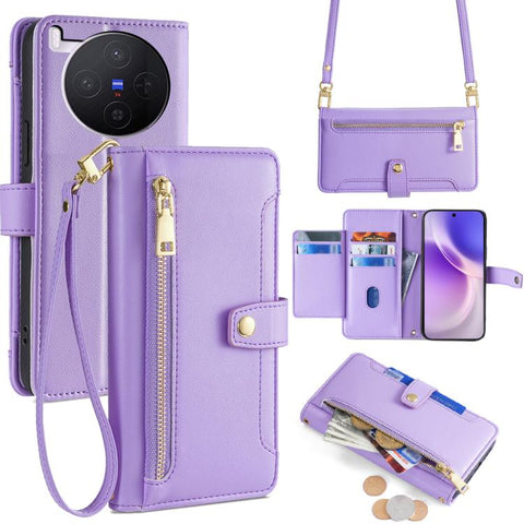 Sheep Texture Cross-body Zipper Wallet Leather Phone Case, For vivo X300 5G, For vivo Y31 5G 2025, For vivo V60 Lite 5G Global, For vivo V60 5G Global, For vivo iQOO Neo 10 5G Global, For vivo X200s 5G, For vivo V50 5G, For vivo X200 Pro 5G