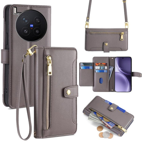 Sheep Texture Cross-body Zipper Wallet Leather Phone Case, For vivo X300s 5G, For vivo V70 FE 5G, For vivo Y05 4G, For vivo Y500i 5G, For vivo X300 Ultra 5G, For vivo S50 Pro mini 5G, For vivo S50 5G, For vivo X300 Pro 5G