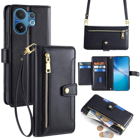 Sheep Texture Cross-body Zipper Wallet Leather Phone Case, For vivo X300 5G, For vivo Y31 5G 2025, For vivo V60 Lite 5G Global, For vivo V60 5G Global, For vivo iQOO Neo 10 5G Global, For vivo X200s 5G, For vivo V50 5G, For vivo X200 Pro 5G