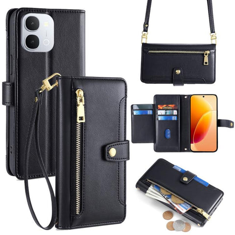 Sheep Texture Cross-body Zipper Wallet Leather Phone Case, For vivo X300s 5G, For vivo V70 FE 5G, For vivo Y05 4G, For vivo Y500i 5G, For vivo X300 Ultra 5G, For vivo S50 Pro mini 5G, For vivo S50 5G, For vivo X300 Pro 5G