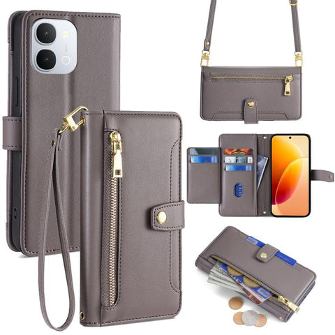 Sheep Texture Cross-body Zipper Wallet Leather Phone Case, For vivo X300s 5G, For vivo V70 FE 5G, For vivo Y05 4G, For vivo Y500i 5G, For vivo X300 Ultra 5G, For vivo S50 Pro mini 5G, For vivo S50 5G, For vivo X300 Pro 5G