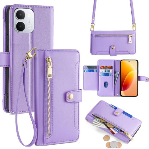 Sheep Texture Cross-body Zipper Wallet Leather Phone Case, For vivo X300s 5G, For vivo V70 FE 5G, For vivo Y05 4G, For vivo Y500i 5G, For vivo X300 Ultra 5G, For vivo S50 Pro mini 5G, For vivo S50 5G, For vivo X300 Pro 5G