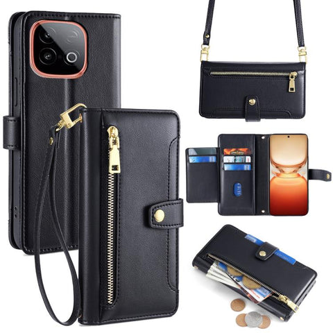Sheep Texture Cross-body Zipper Wallet Leather Phone Case, For vivo X300 5G, For vivo Y31 5G 2025, For vivo V60 Lite 5G Global, For vivo V60 5G Global, For vivo iQOO Neo 10 5G Global, For vivo X200s 5G, For vivo V50 5G, For vivo X200 Pro 5G