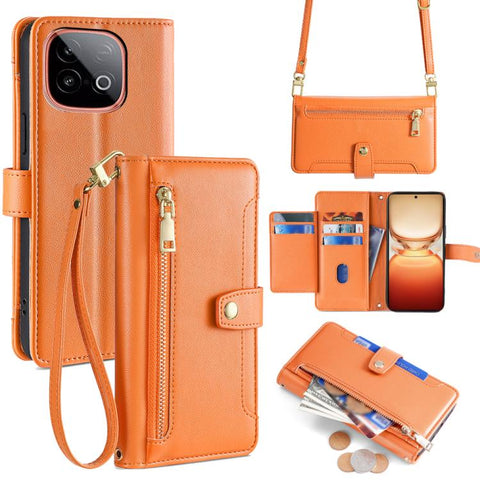 Sheep Texture Cross-body Zipper Wallet Leather Phone Case, For vivo X300 5G, For vivo Y31 5G 2025, For vivo V60 Lite 5G Global, For vivo V60 5G Global, For vivo iQOO Neo 10 5G Global, For vivo X200s 5G, For vivo V50 5G, For vivo X200 Pro 5G