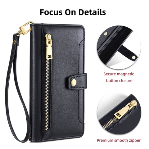 Sheep Texture Cross-body Zipper Wallet Leather Phone Case, For Samsung Galaxy A51 4G