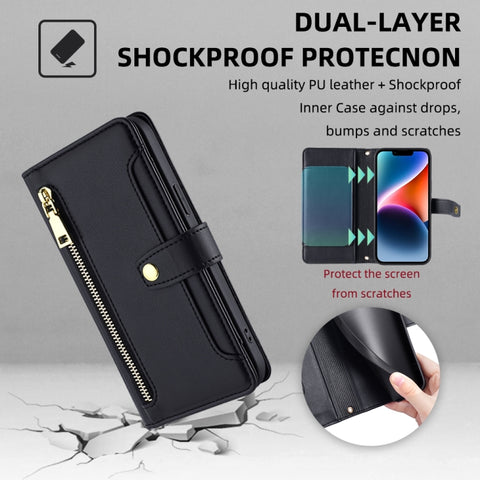 Sheep Texture Cross-body Zipper Wallet Leather Phone Case, For Samsung Galaxy A51 4G