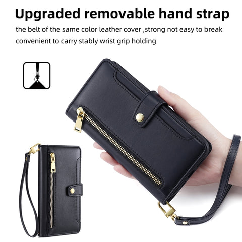Sheep Texture Cross-body Zipper Wallet Leather Phone Case, For Samsung Galaxy A51 4G