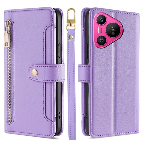 Sheep Texture Cross-body Zipper Wallet Leather Phone Case, For Huawei Pura 80 5G, For Huawei nova 14 Ultra 5G, For Huawei nova 14 Pro 5G, For Huawei nova 14 5G, For Huawei Pura 70 Pro / 70 Pro+ 5G, For Huawei Pura 70 Ultra 5G, For Huawei nova 12i 4G   ...