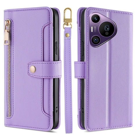Sheep Texture Cross-body Zipper Wallet Leather Phone Case, For Huawei Pura 80 5G, For Huawei nova 14 Ultra 5G, For Huawei nova 14 Pro 5G, For Huawei nova 14 5G, For Huawei Pura 70 Pro / 70 Pro+ 5G, For Huawei Pura 70 Ultra 5G, For Huawei nova 12i 4G   ...