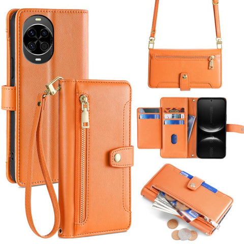 Sheep Texture Cross-body Zipper Wallet Leather Phone Case, For Huawei Pura 80 5G, For Huawei nova 14 Ultra 5G, For Huawei nova 14 Pro 5G, For Huawei nova 14 5G, For Huawei Pura 70 Pro / 70 Pro+ 5G, For Huawei Pura 70 Ultra 5G, For Huawei nova 12i 4G   ...