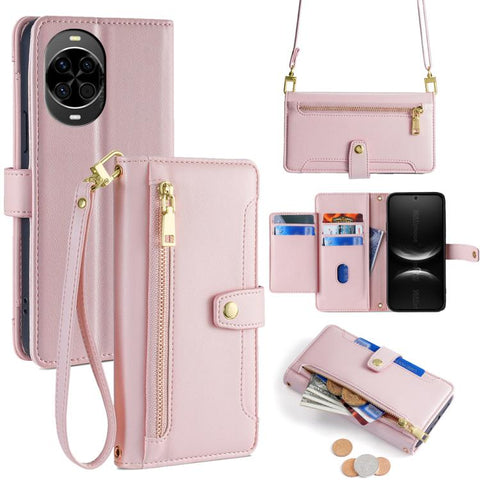 Sheep Texture Cross-body Zipper Wallet Leather Phone Case, For Huawei Pura 80 5G, For Huawei nova 14 Ultra 5G, For Huawei nova 14 Pro 5G, For Huawei nova 14 5G, For Huawei Pura 70 Pro / 70 Pro+ 5G, For Huawei Pura 70 Ultra 5G, For Huawei nova 12i 4G   ...