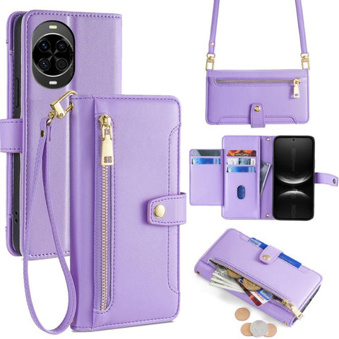 Sheep Texture Cross-body Zipper Wallet Leather Phone Case, For Huawei Pura 80 5G, For Huawei nova 14 Ultra 5G, For Huawei nova 14 Pro 5G, For Huawei nova 14 5G, For Huawei Pura 70 Pro / 70 Pro+ 5G, For Huawei Pura 70 Ultra 5G, For Huawei nova 12i 4G   ...