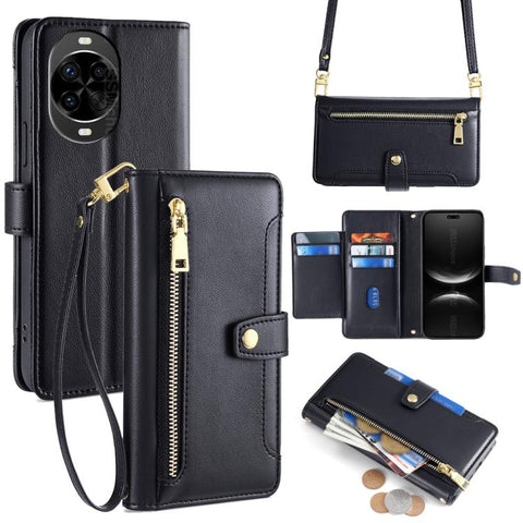 Sheep Texture Cross-body Zipper Wallet Leather Phone Case, For Huawei Pura 80 5G, For Huawei nova 14 Ultra 5G, For Huawei nova 14 Pro 5G, For Huawei nova 14 5G, For Huawei Pura 70 Pro / 70 Pro+ 5G, For Huawei Pura 70 Ultra 5G, For Huawei nova 12i 4G   ...