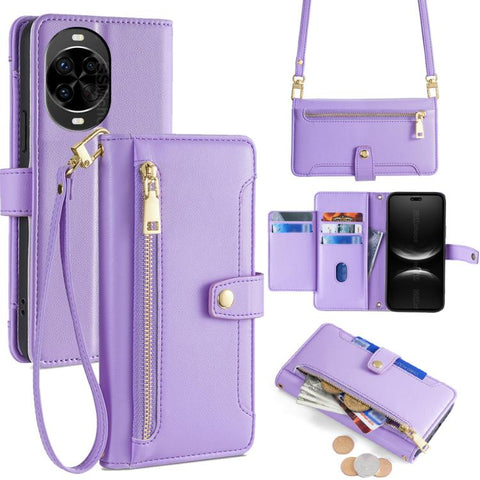 Sheep Texture Cross-body Zipper Wallet Leather Phone Case, For Huawei Pura 80 5G, For Huawei nova 14 Ultra 5G, For Huawei nova 14 Pro 5G, For Huawei nova 14 5G, For Huawei Pura 70 Pro / 70 Pro+ 5G, For Huawei Pura 70 Ultra 5G, For Huawei nova 12i 4G   ...