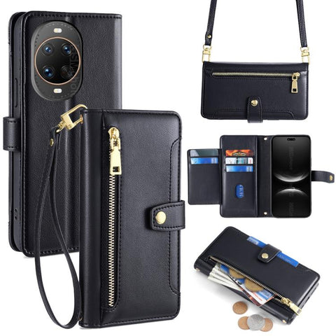 Sheep Texture Cross-body Zipper Wallet Leather Phone Case, For Huawei Pura 80 5G, For Huawei nova 14 Ultra 5G, For Huawei nova 14 Pro 5G, For Huawei nova 14 5G, For Huawei Pura 70 Pro / 70 Pro+ 5G, For Huawei Pura 70 Ultra 5G, For Huawei nova 12i 4G   ...