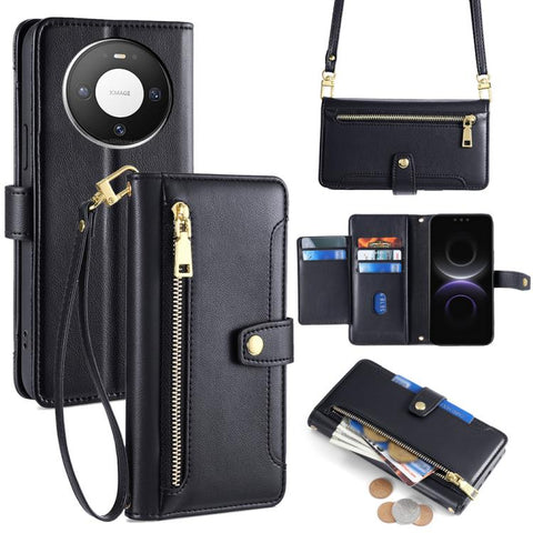 Sheep Texture Cross-body Zipper Wallet Leather Phone Case, For Huawei Enjoy 90 Pro Max 5G, For Huawei Enjoy 90 Plus 5G, For Huawei nova 15 Ultra, For Huawei nova 15 Pro, For Huawei nova 15, For Huawei Mate 80 Pro Max 5G, For Huawei Mate 80 5G          ...