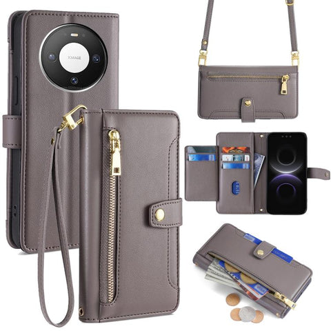 Sheep Texture Cross-body Zipper Wallet Leather Phone Case, For Huawei Enjoy 90 Pro Max 5G, For Huawei Enjoy 90 Plus 5G, For Huawei nova 15 Ultra, For Huawei nova 15 Pro, For Huawei nova 15, For Huawei Mate 80 Pro Max 5G, For Huawei Mate 80 5G          ...