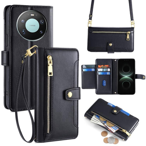 Sheep Texture Cross-body Zipper Wallet Leather Phone Case, For Huawei Enjoy 90 Pro Max 5G, For Huawei Enjoy 90 Plus 5G, For Huawei nova 15 Ultra, For Huawei nova 15 Pro, For Huawei nova 15, For Huawei Mate 80 Pro Max 5G, For Huawei Mate 80 5G          ...