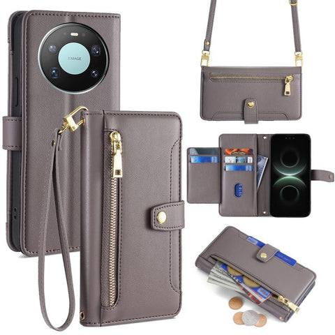 Sheep Texture Cross-body Zipper Wallet Leather Phone Case, For Huawei Enjoy 90 Pro Max 5G, For Huawei Enjoy 90 Plus 5G, For Huawei nova 15 Ultra, For Huawei nova 15 Pro, For Huawei nova 15, For Huawei Mate 80 Pro Max 5G, For Huawei Mate 80 5G          ...