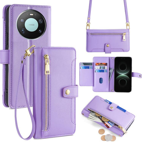 Sheep Texture Cross-body Zipper Wallet Leather Phone Case, For Huawei Enjoy 90 Pro Max 5G, For Huawei Enjoy 90 Plus 5G, For Huawei nova 15 Ultra, For Huawei nova 15 Pro, For Huawei nova 15, For Huawei Mate 80 Pro Max 5G, For Huawei Mate 80 5G          ...