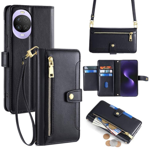 Sheep Texture Cross-body Zipper Wallet Leather Phone Case, For Huawei Enjoy 90 Pro Max 5G, For Huawei Enjoy 90 Plus 5G, For Huawei nova 15 Ultra, For Huawei nova 15 Pro, For Huawei nova 15, For Huawei Mate 80 Pro Max 5G, For Huawei Mate 80 5G          ...