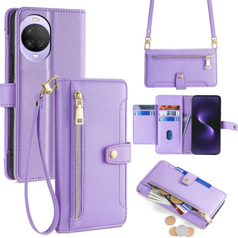 Sheep Texture Cross-body Zipper Wallet Leather Phone Case, For Huawei Enjoy 90 Pro Max 5G, For Huawei Enjoy 90 Plus 5G, For Huawei nova 15 Ultra, For Huawei nova 15 Pro, For Huawei nova 15, For Huawei Mate 80 Pro Max 5G, For Huawei Mate 80 5G          ...