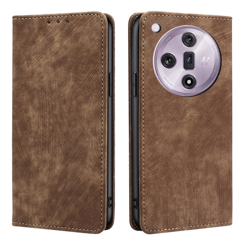 RFID Anti-theft Brush Magnetic Leather Phone Case, For OPPO Reno13 F 5G / 4G, For OPPO A3 5G India, For OPPO Reno12 F 5G, For OPPO A3 Pro 5G India, For OPPO Reno12 5G Global, For OPPO A60 4G Global, For OPPO Reno11 F 5G, For OPPO Find X7 5G            ...
