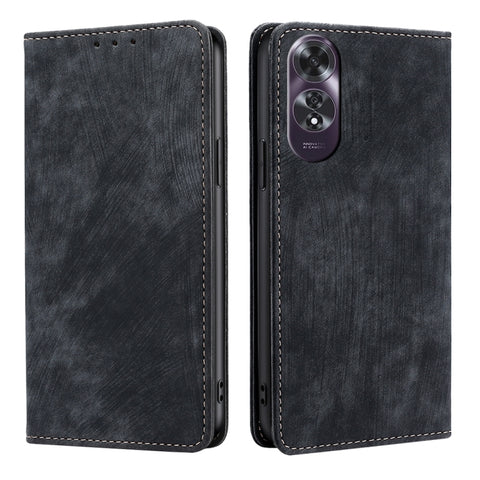 RFID Anti-theft Brush Magnetic Leather Phone Case, For OPPO Reno13 F 5G / 4G, For OPPO A3 5G India, For OPPO Reno12 F 5G, For OPPO A3 Pro 5G India, For OPPO Reno12 5G Global, For OPPO A60 4G Global, For OPPO Reno11 F 5G, For OPPO Find X7 5G            ...