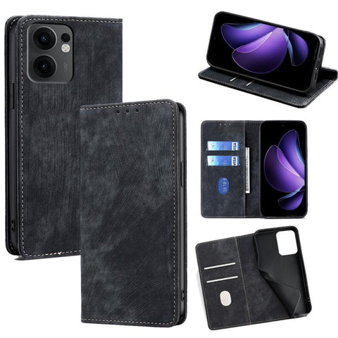 RFID Anti-theft Brush Magnetic Leather Phone Case, For OPPO Reno13 F 5G / 4G, For OPPO A3 5G India, For OPPO Reno12 F 5G, For OPPO A3 Pro 5G India, For OPPO Reno12 5G Global, For OPPO A60 4G Global, For OPPO Reno11 F 5G, For OPPO Find X7 5G            ...