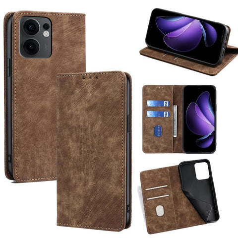 RFID Anti-theft Brush Magnetic Leather Phone Case, For OPPO Reno13 F 5G / 4G, For OPPO A3 5G India, For OPPO Reno12 F 5G, For OPPO A3 Pro 5G India, For OPPO Reno12 5G Global, For OPPO A60 4G Global, For OPPO Reno11 F 5G, For OPPO Find X7 5G            ...